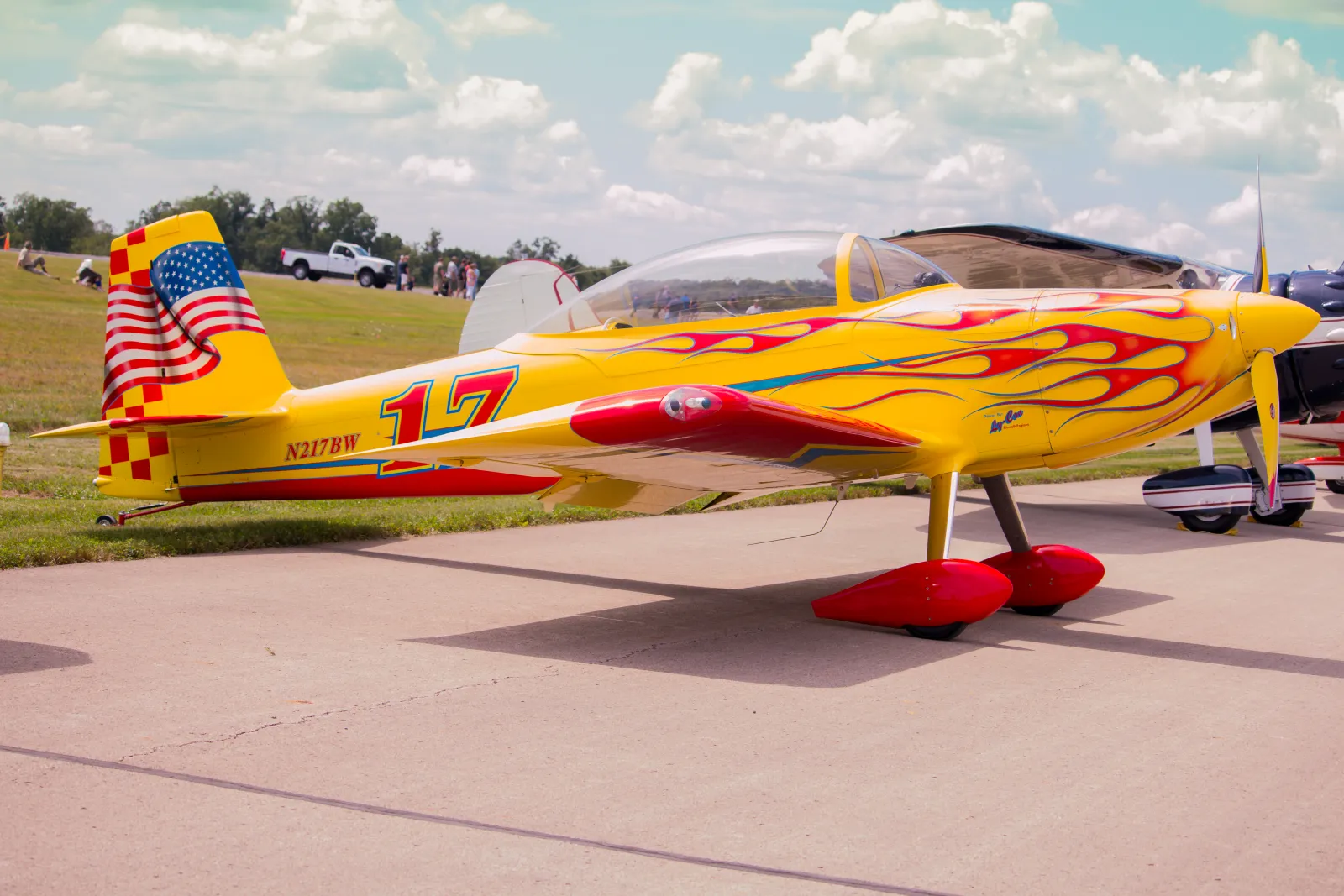 Van's RV-8 homebuilt aircraft on display at an airshow with red and white paint scheme